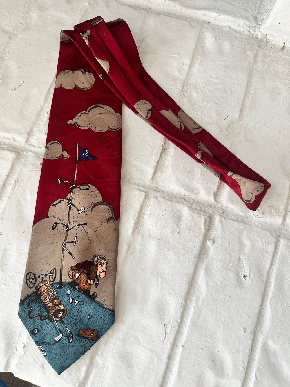 Balancine Hot Cakes Funny Golf  Tie Gary Patterson Cartoon Polyester Gag Gift